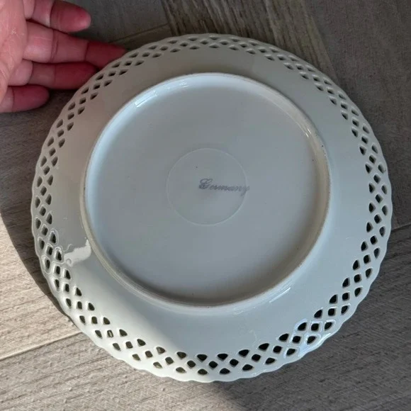 Vintage Germany Floral Reticulated Plate Decorative Display Plate - Picture 7 of 7